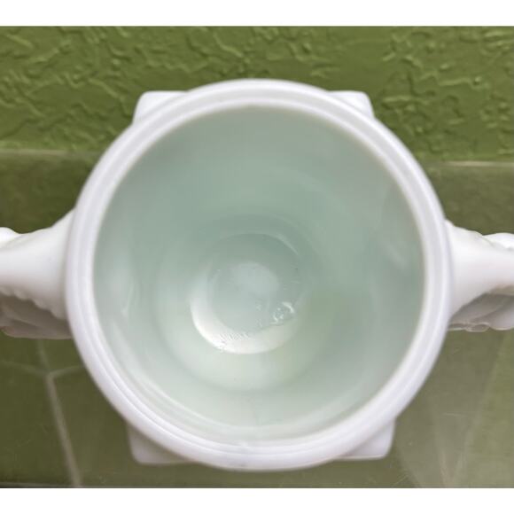 Macbeth-Evans Vintage Custard Milk Glass Horse Vase Cup Holder Blue Hue - Picture 6 of 9